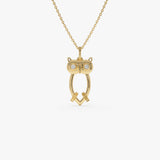 14k Owl Charm Necklace with Diamonds 14K Gold Ferkos Fine Jewelry