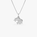 14k Lucky Elephant Charm Necklace with a Diamond 14K White Gold Ferkos Fine Jewelry