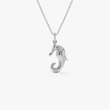 14 Seahorse Charm Necklace 14K White Gold Ferkos Fine Jewelry