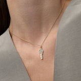 14k Gold Pavé Diamond Key Charm Necklace Ferkos Fine Jewelry