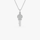 14k Gold Pavé Diamond Key Charm Necklace 14K White Gold Ferkos Fine Jewelry