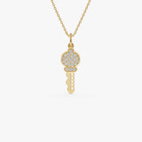 14k Gold Pavé Diamond Key Charm Necklace 14K Gold Ferkos Fine Jewelry