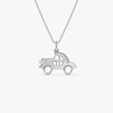 14k Car Charm Necklace 14K White Gold Ferkos Fine Jewelry