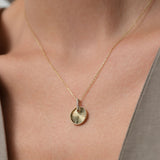 14K Gold Diamond Fluted Circle Pendant Necklace Ferkos Fine Jewelry