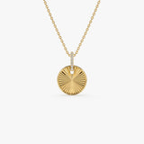 14K Gold Diamond Fluted Circle Pendant Necklace 14k Gold Ferkos Fine Jewelry