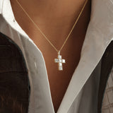 14K Asscher Cut Lab Grown Diamond Cross Necklace - 1.90 ctw Ferkos Fine Jewelry