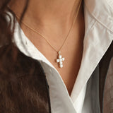 14K Asscher Cut Lab Grown Diamond Cross Necklace - 1.90 ctw Ferkos Fine Jewelry