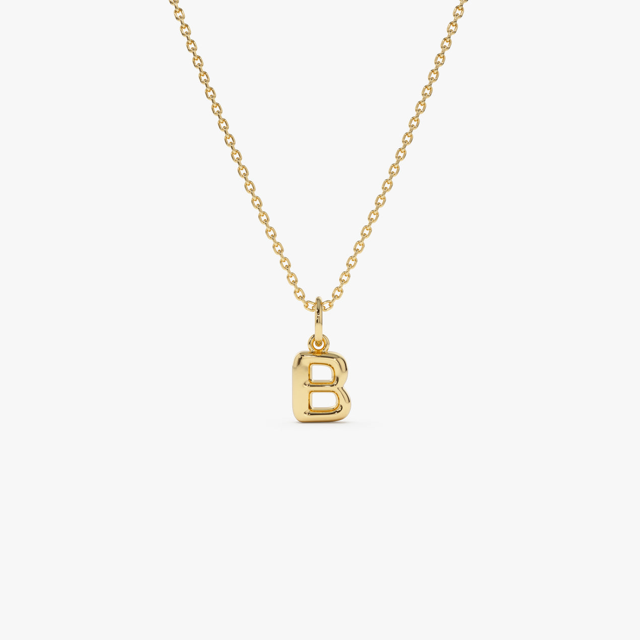 Bubble Letter Necklace Gold B Necklace Charm Pavé Bubble Initial Necklace – GLITZ N PIECES