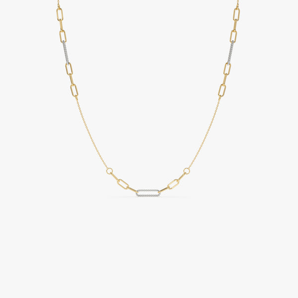 14k Two-Tone Link Layering Paperclip Necklace