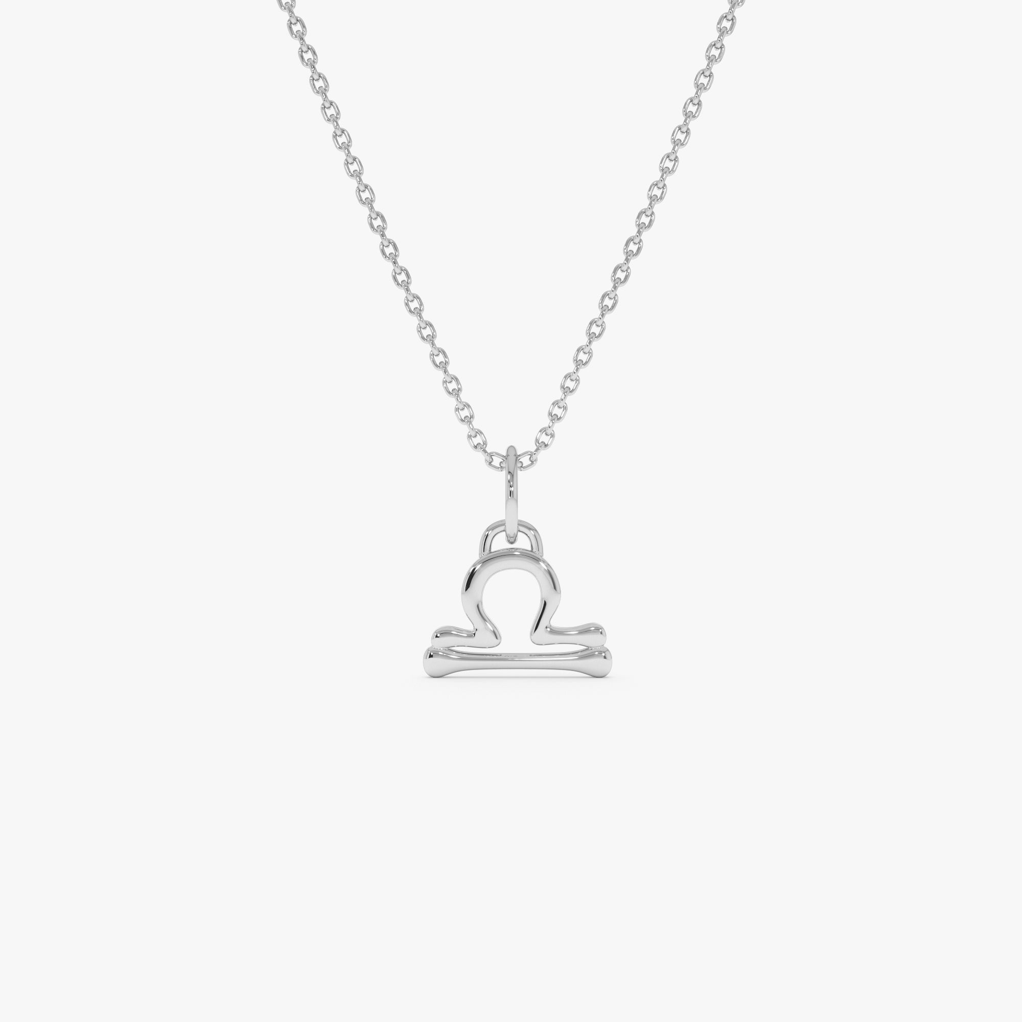 14K Libra Zodiac Charm Necklace 14K White Gold Ferkos Fine Jewelry