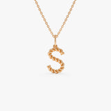 14K Rope Initial Pendant Necklace 14k Rose Gold Ferkos Fine Jewelry