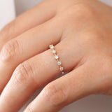 14K Rose Gold 7 Stone Round Diamond Wedding Ring