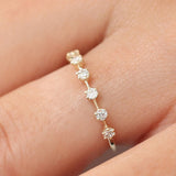 14K Rose Gold 7 Stone Round Diamond Wedding Ring