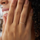 14K Rose Gold 3 Stone Minimalist Diamond Ring