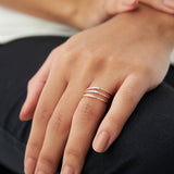 14K Rose Gold 3 Stone Minimalist Diamond Ring