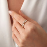 14K Gold Two Row Marquise & Round Diamond Ring  Ferkos Fine Jewelry