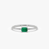 14k Octagon Cut Emerald Ring 14K White Gold FERKOS FJ