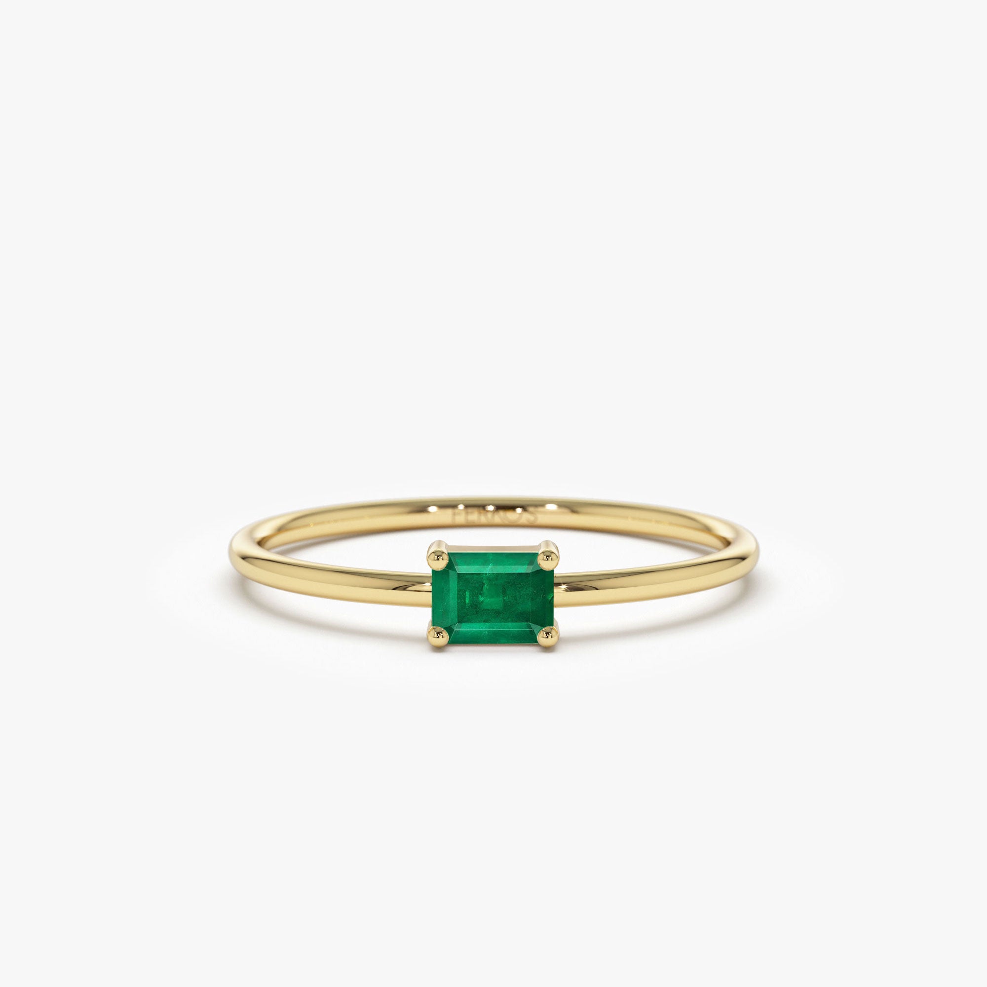 14k Octagon Cut Emerald Ring 14K Gold FERKOS FJ