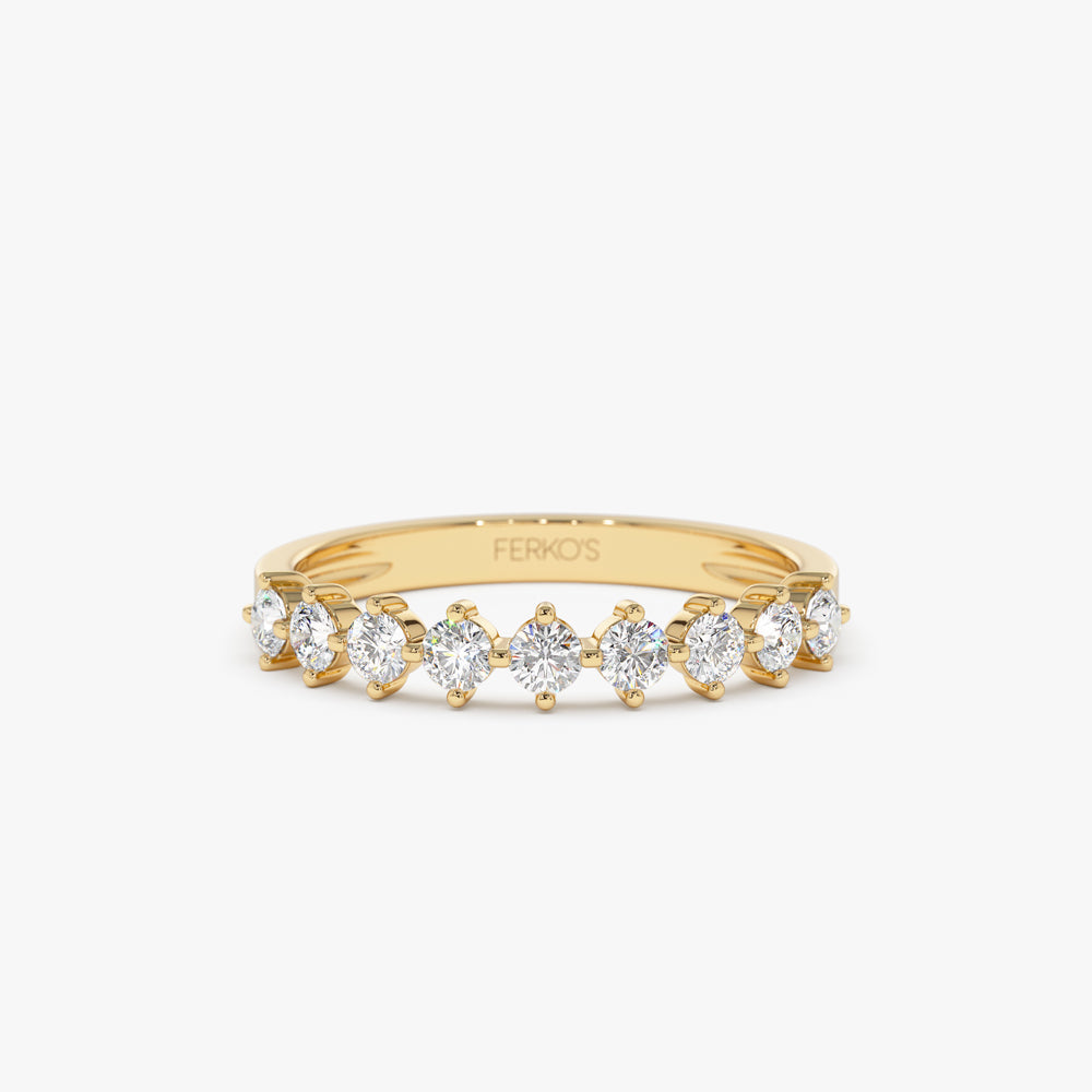 14k 9 Stone Prong Setting Women's Diamond Wedding Ring 0.55 ctw 14K Gold FERKOS FJ
