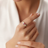 14k Heart Shape Garnet Beveled Ring  Ferkos Fine Jewelry