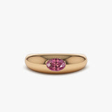 14k Flush Set Oval Pink Sapphire Dome Ring 14K Rose Gold Ferkos Fine Jewelry