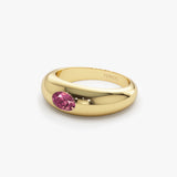 14k Flush Set Oval Pink Sapphire Dome Ring  Ferkos Fine Jewelry