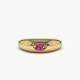 14k Flush Set Oval Pink Sapphire Dome Ring 14K Gold Ferkos Fine Jewelry