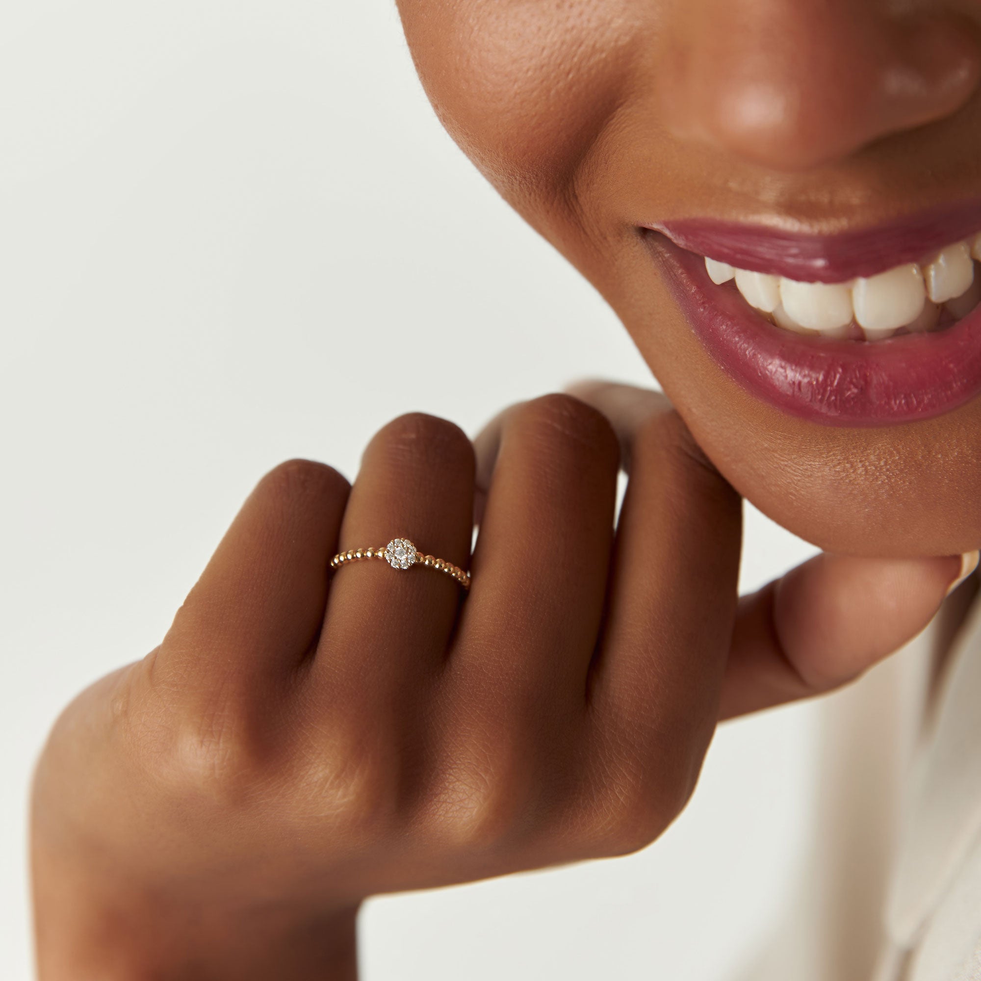 14K Gold Beaded Floral Diamond Ring  Ferkos Fine Jewelry