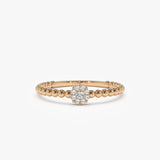 14K Gold Beaded Floral Diamond Ring 14K Rose Gold Ferkos Fine Jewelry
