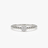 14K Gold Beaded Floral Diamond Ring 14K White Gold Ferkos Fine Jewelry