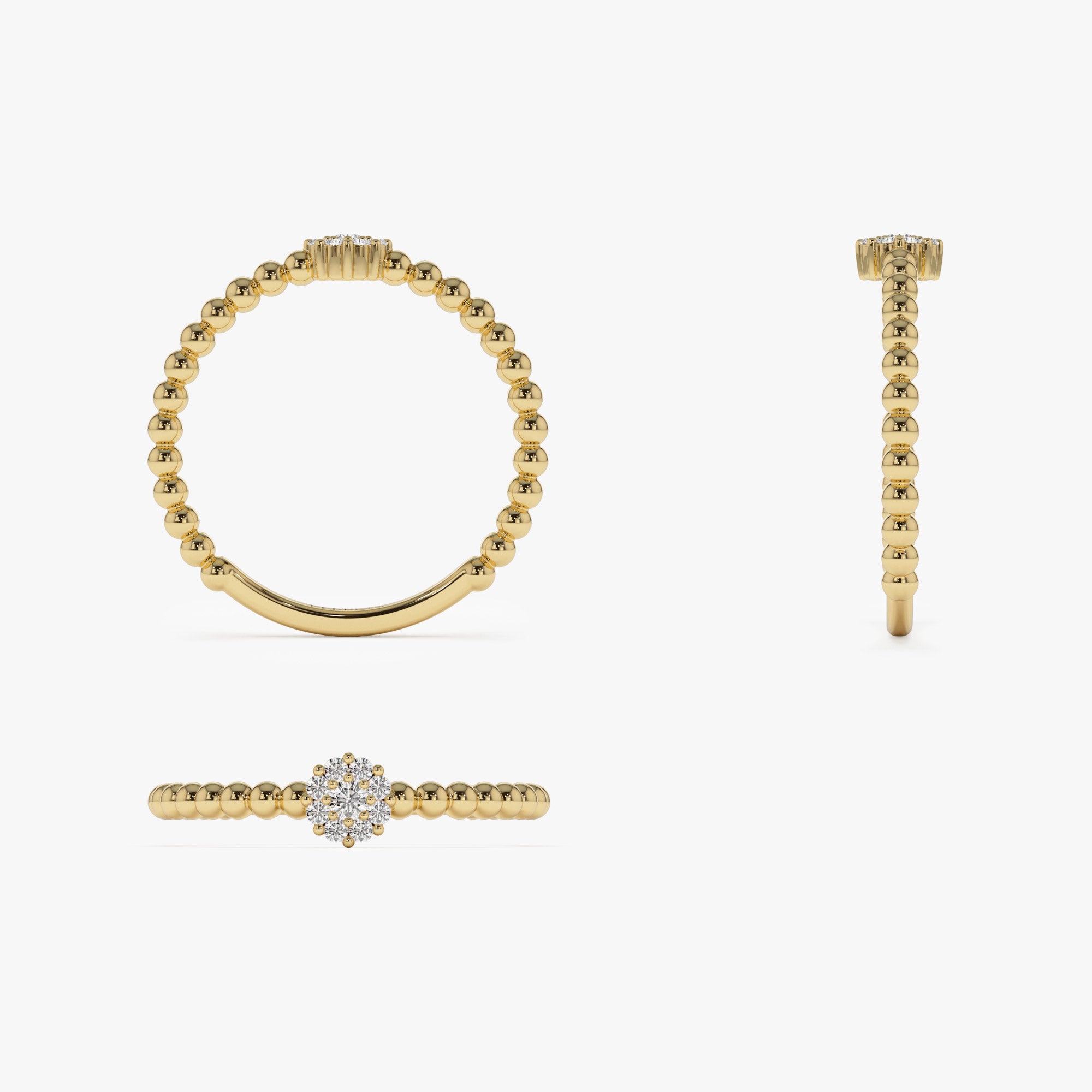 14K Gold Beaded Floral Diamond Ring  Ferkos Fine Jewelry