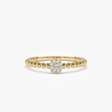 14K Gold Beaded Floral Diamond Ring 14K Gold Ferkos Fine Jewelry