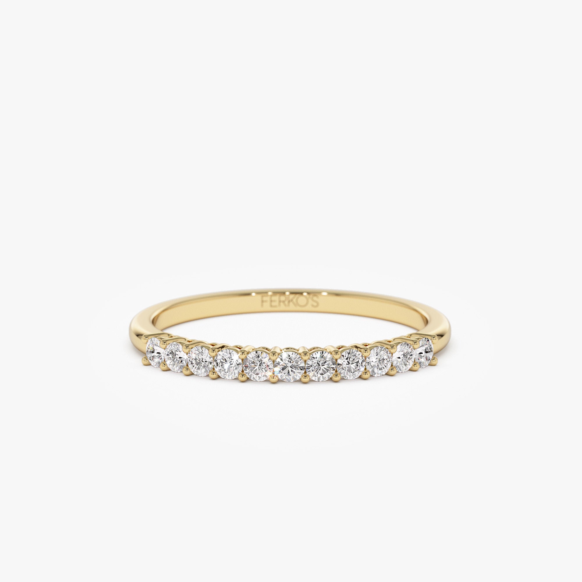 14k 0.30ctw 11 Stone Basket Setting Diamond Wedding Ring 14K Gold Ferkos Fine Jewelry