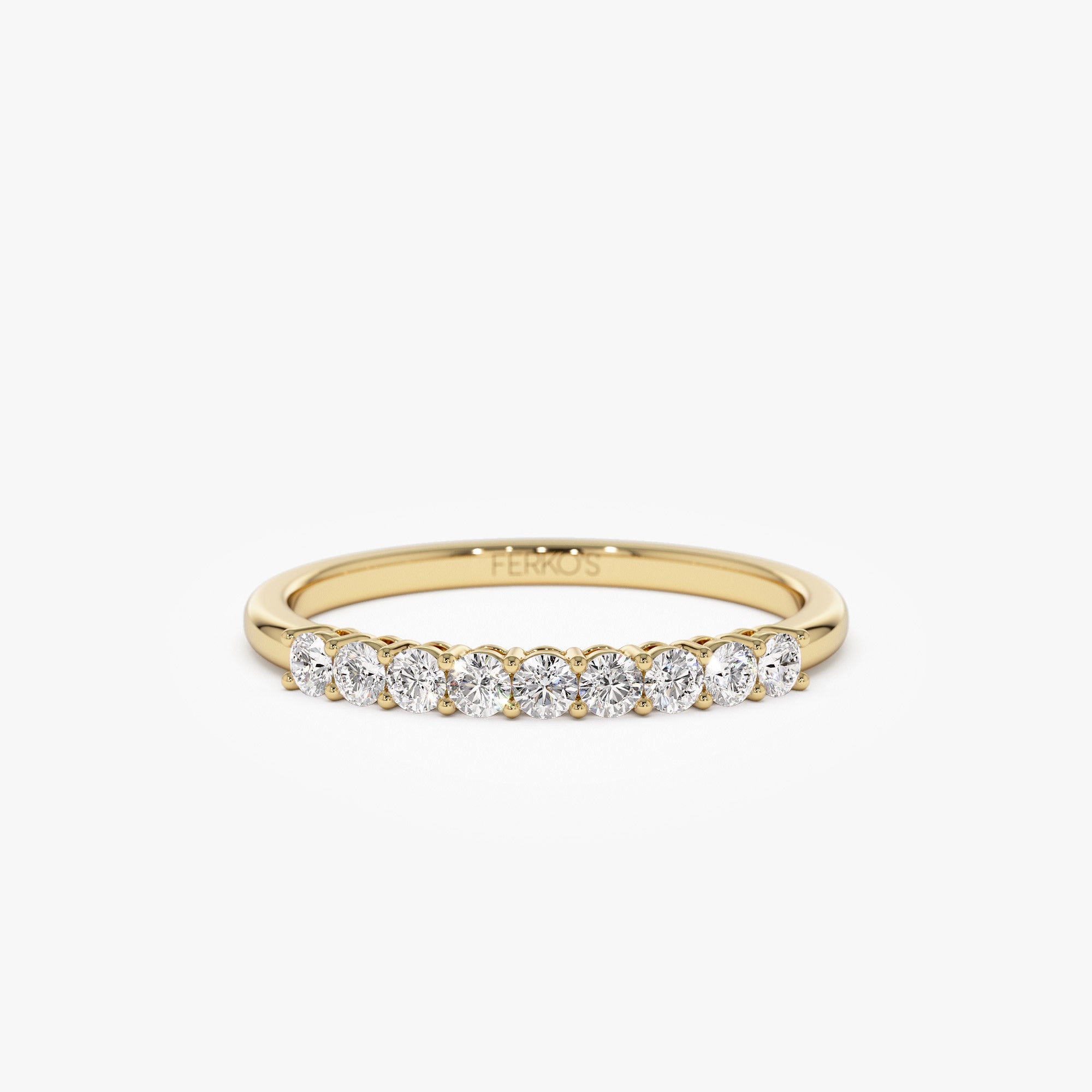 14k 0.30ctw 9 Stone Basket Setting Diamond Wedding Ring 14K Gold Ferkos Fine Jewelry