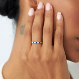 14k 7 Stone Basket Setting Diamond and Sapphire Wedding Ring  Ferkos Fine Jewelry