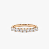 14k 0.55ctw 9 Stone Basket Setting Diamond Wedding Ring 14K Rose Gold Ferkos Fine Jewelry