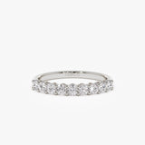 14k 0.55ctw 9 Stone Basket Setting Diamond Wedding Ring 14K White Gold Ferkos Fine Jewelry
