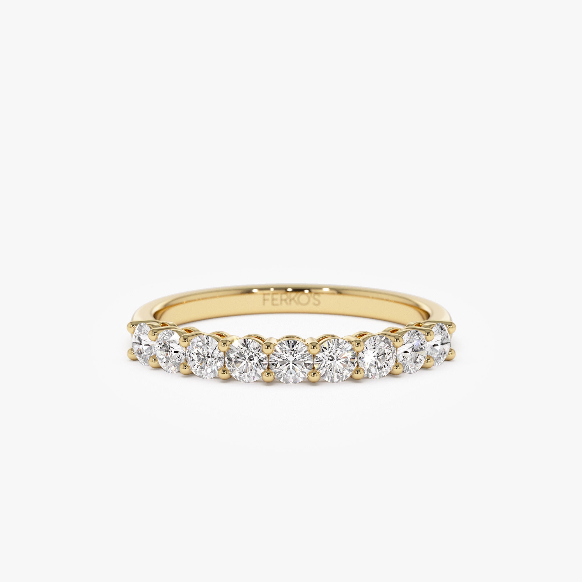 14k 0.55ctw 9 Stone Basket Setting Diamond Wedding Ring 14K Gold Ferkos Fine Jewelry