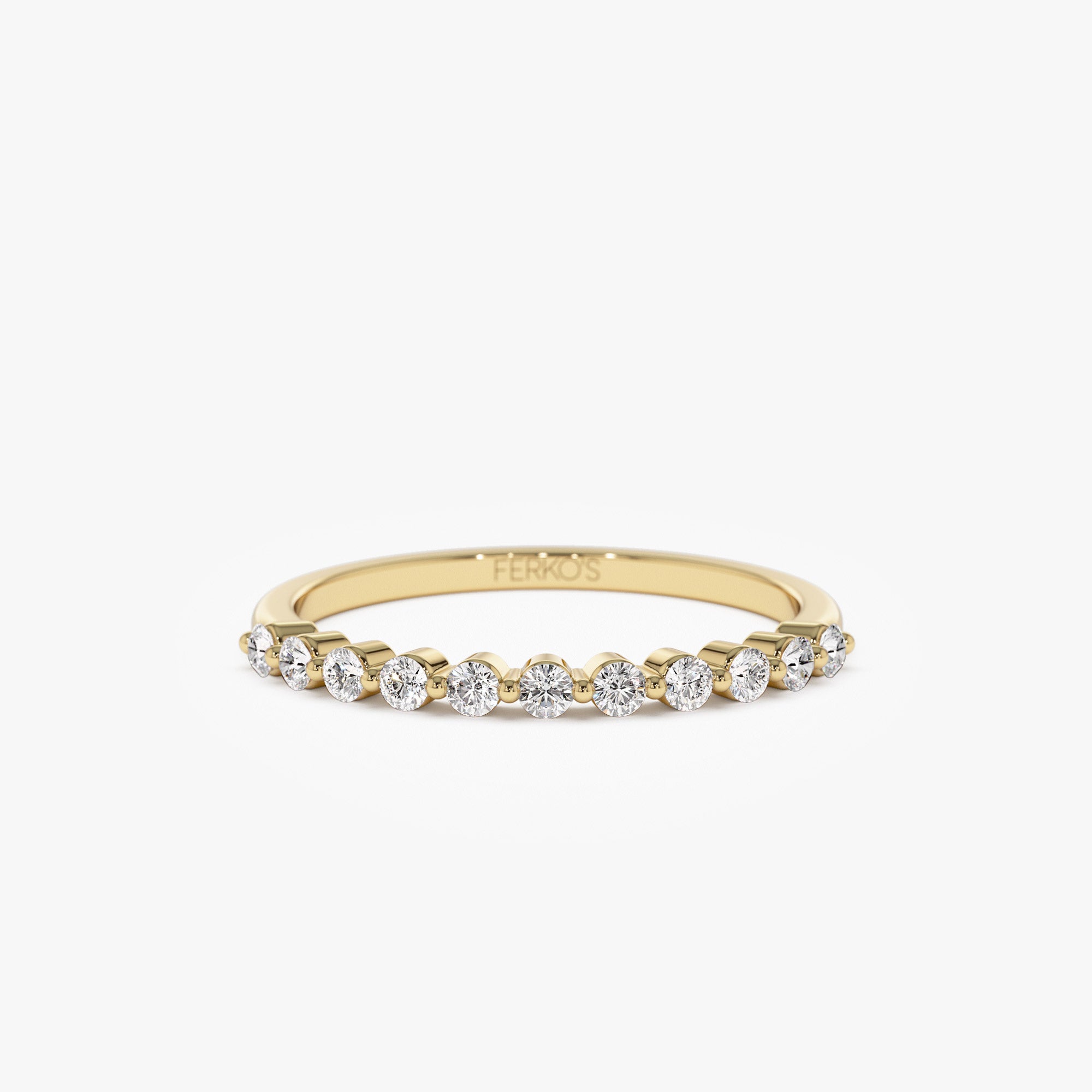 14k 0.30ctw 11 Stone Shared Prong Diamond Wedding Band 14K Gold Ferkos Fine Jewelry