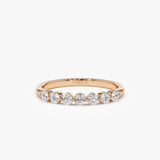 14k 0.40ctw 7 Stone Shared Prong Diamond Wedding Band 14K Rose Gold Ferkos Fine Jewelry