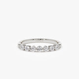 14k 0.40ctw 7 Stone Shared Prong Diamond Wedding Band 14K White Gold Ferkos Fine Jewelry