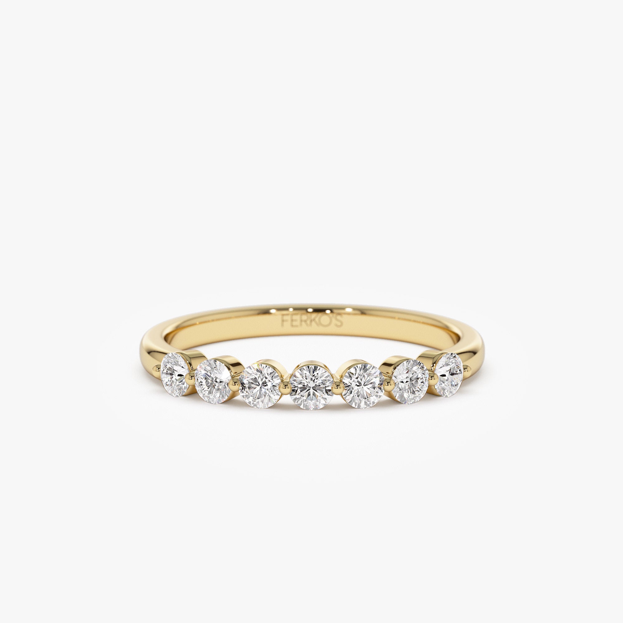14k 0.40ctw 7 Stone Shared Prong Diamond Wedding Band 14K Gold Ferkos Fine Jewelry