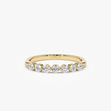 14k 0.40ctw 7 Stone Shared Prong Diamond Wedding Band 14K Gold Ferkos Fine Jewelry