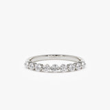 14k 0.55ctw 9 Stone Shared Prong Diamond Wedding Band 14K White Gold Ferkos Fine Jewelry