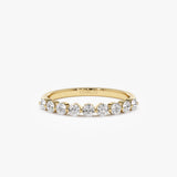 14k 0.55ctw 9 Stone Shared Prong Diamond Wedding Band 14K Gold Ferkos Fine Jewelry