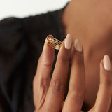 14k Diamond Statement Ring with Beaded Band  Ferkos Fine Jewelry