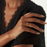 14k Diamond Statement Ring with Beaded Band  Ferkos Fine Jewelry