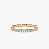 14k Pave Diamond Bamboo Ring 14K Rose Gold Ferkos Fine Jewelry