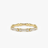 14k Pave Diamond Bamboo Ring 14K Gold Ferkos Fine Jewelry