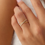 14k Criss Cross Single Side Diamond Ring  Ferkos Fine Jewelry